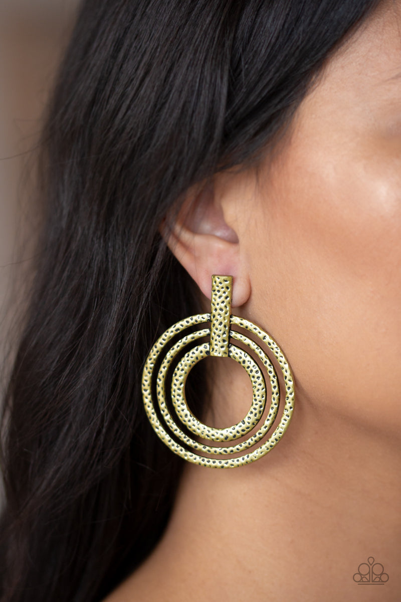 Ever Elliptical - Brass Post Earrings