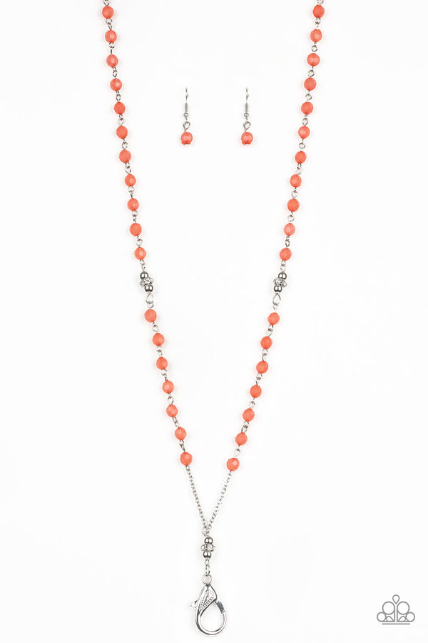 Tassel Takeover - Orange Necklace Lanyard