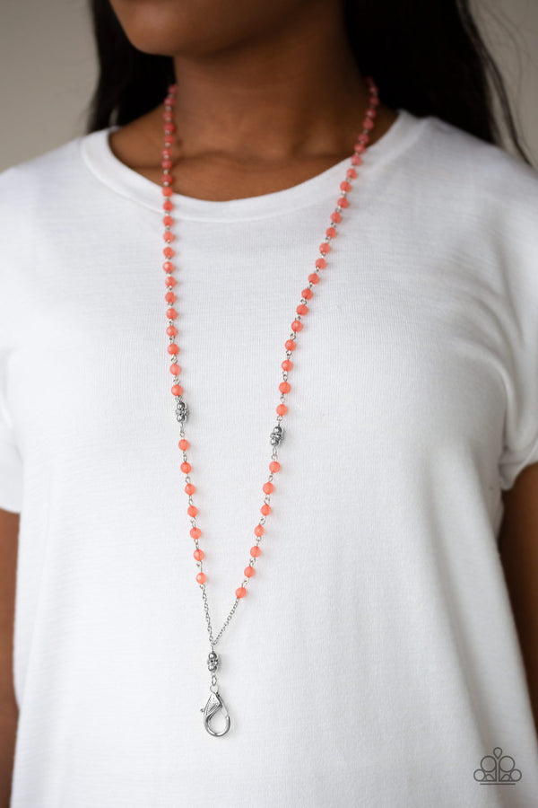 Tassel Takeover - Orange Necklace Lanyard