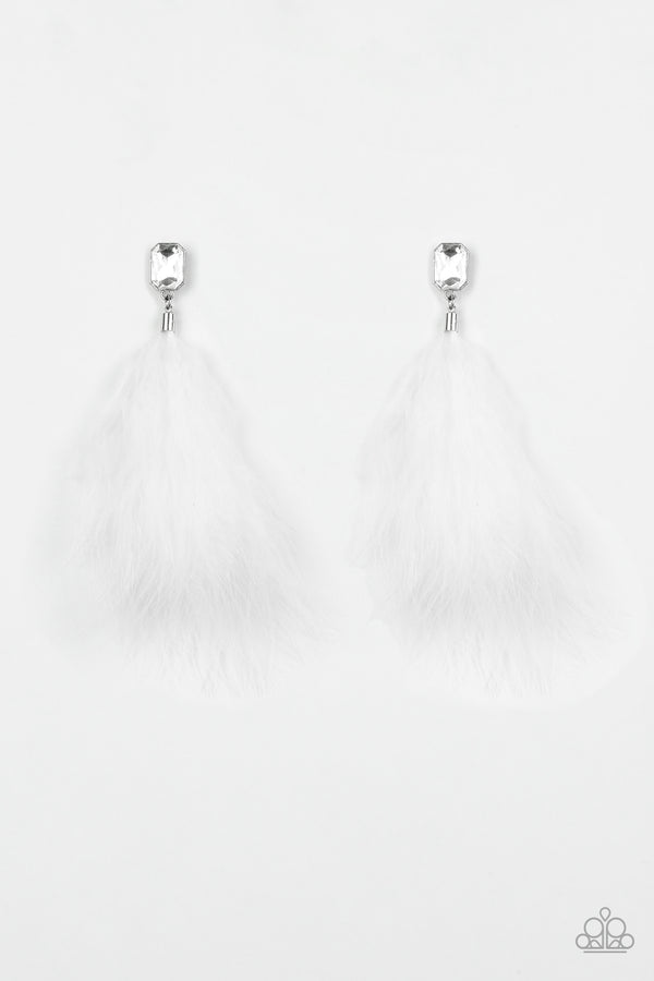 The SHOWGIRL Must Go On - White Earrings