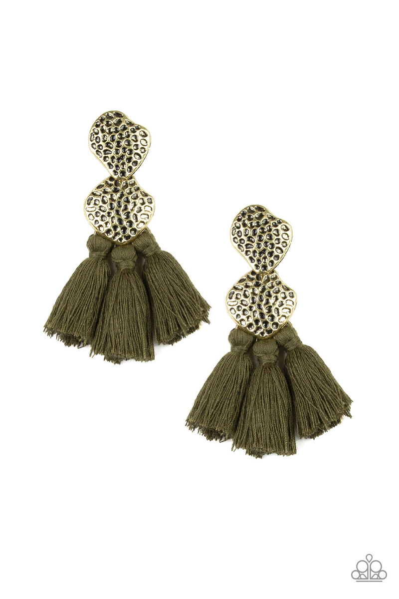 Tenacious Tassel - Green Earrings