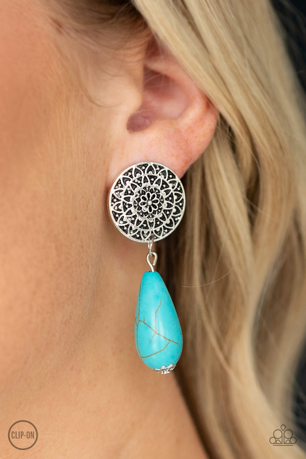 Prairie Bliss - Blue Clip-On Earrings