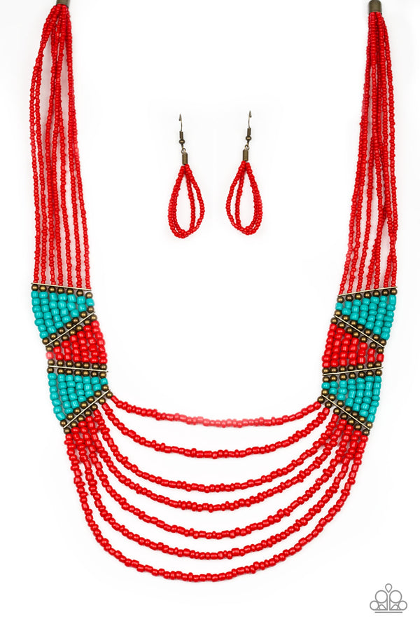 Kickin It Outback - Red Necklace - Seed Beads