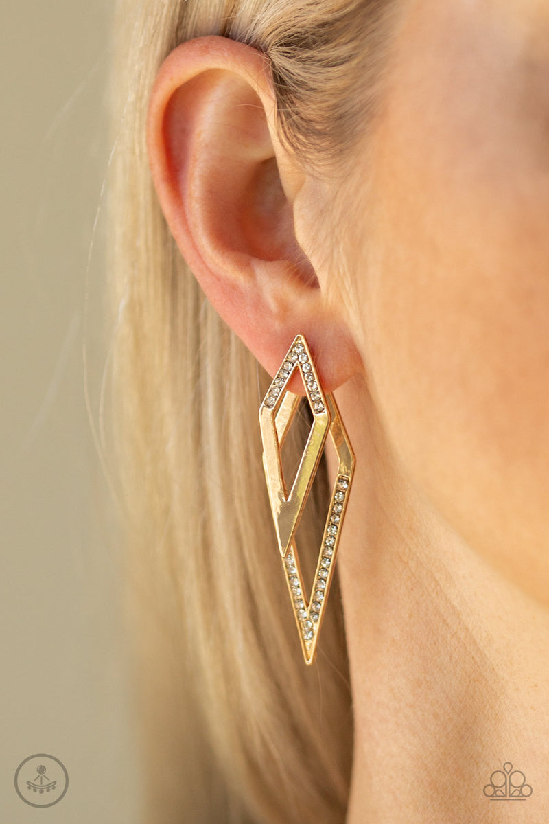 Point BANK - Gold Post Earrings