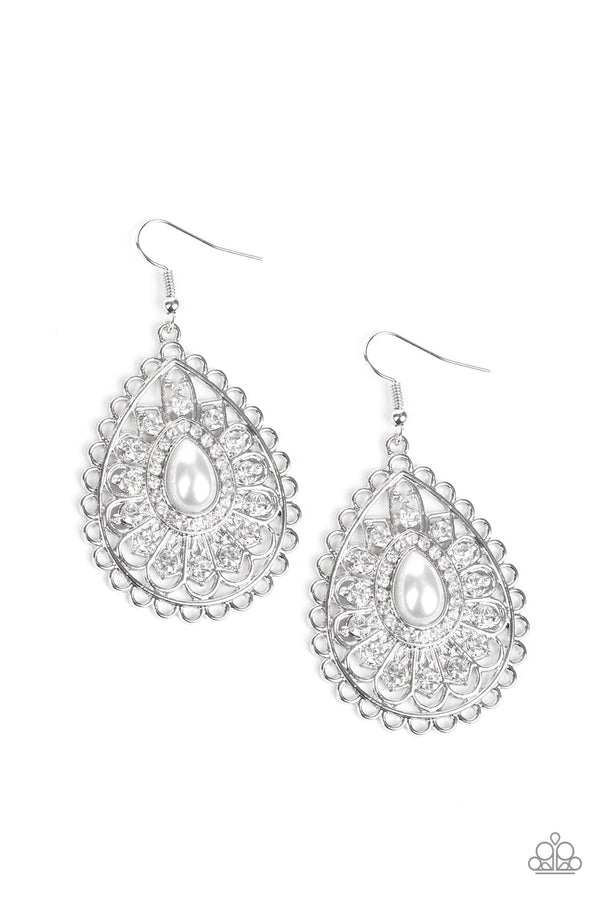 Glamour Grandeur - White Earrings