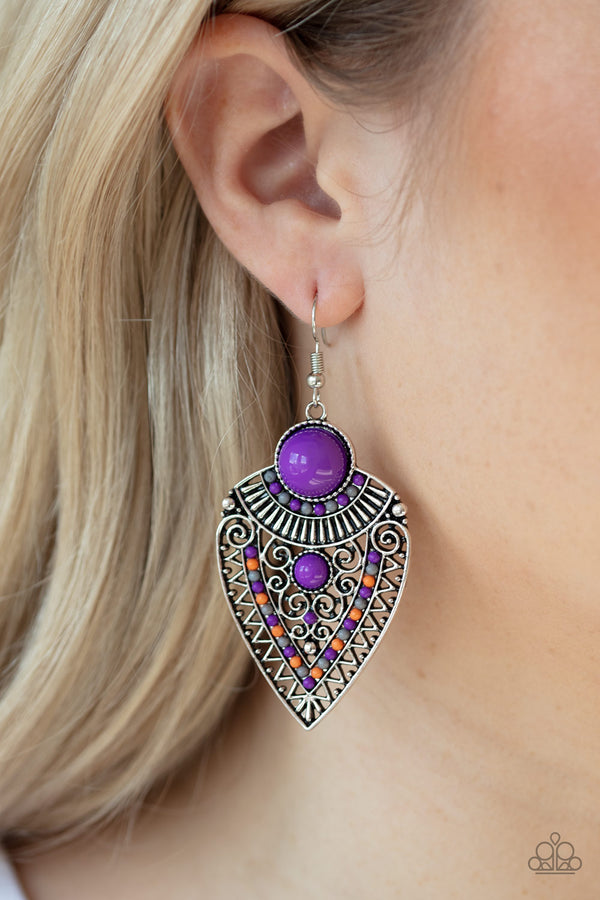 Tribal Territory - Purple Earrings