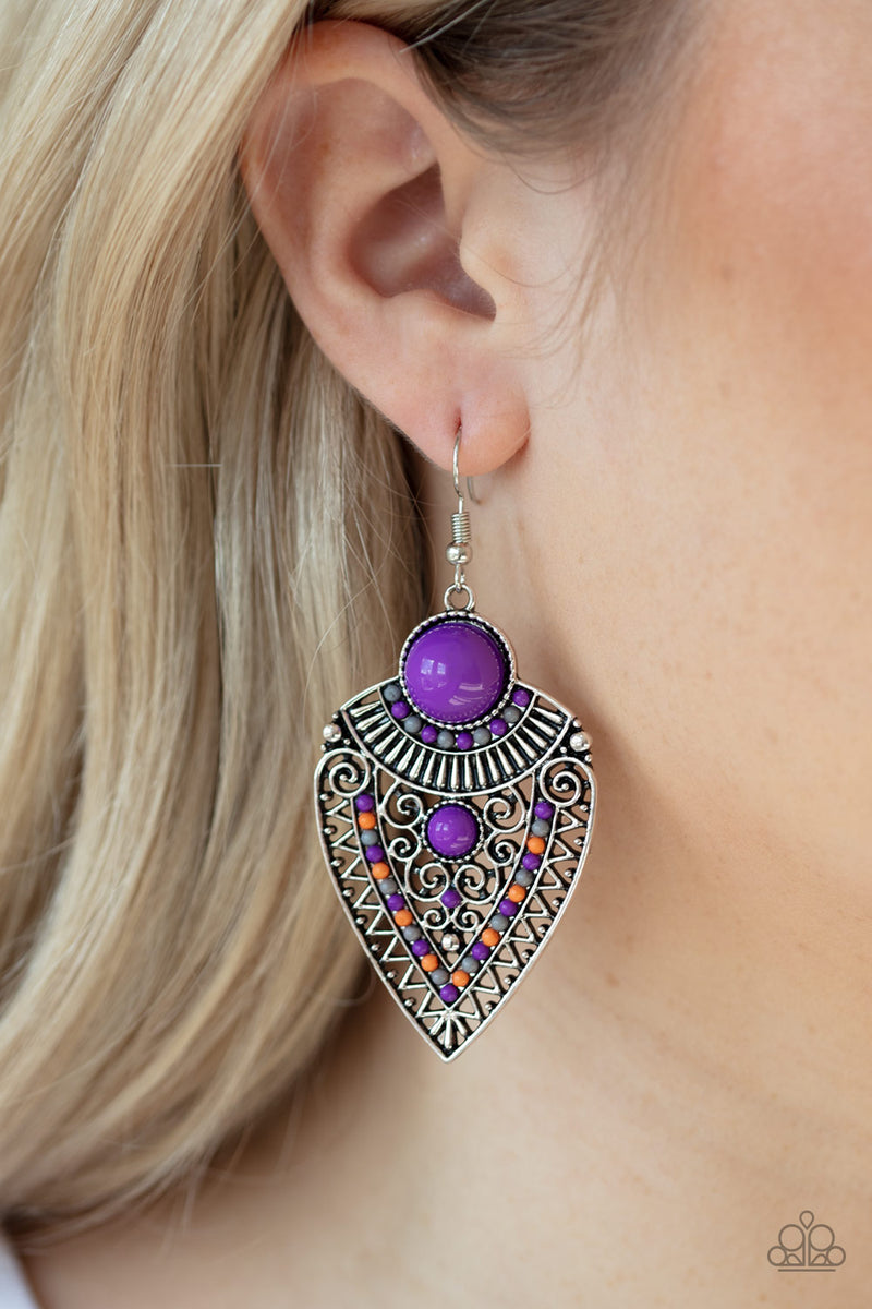 Tribal Territory - Purple Earrings