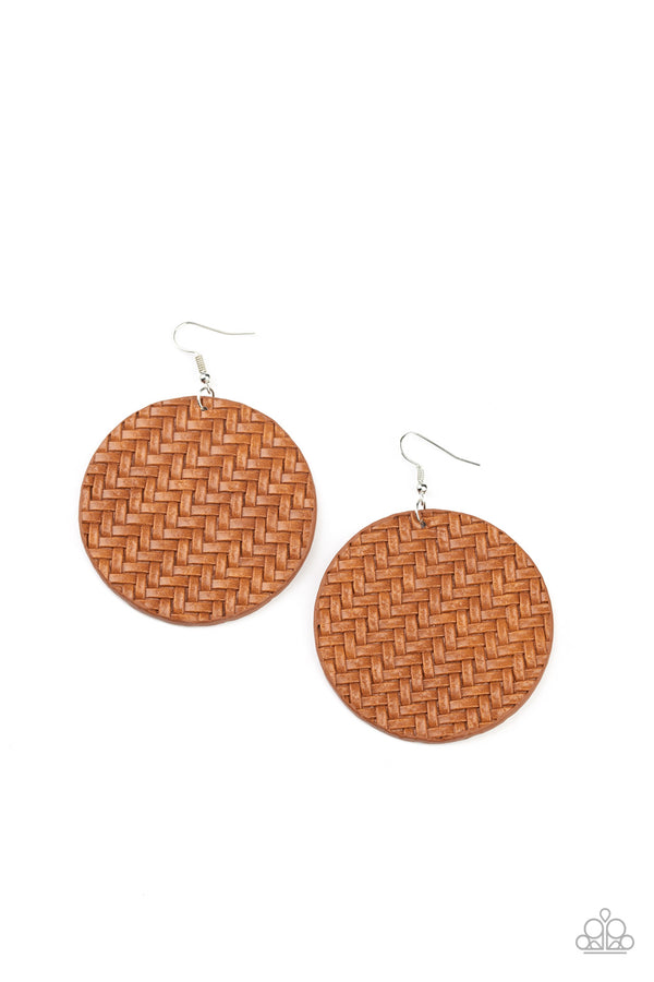 Plaited Plains - Brown Earrings