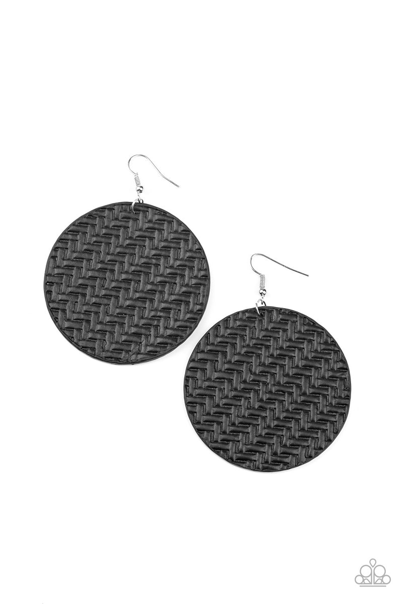 Plaited Plains - Black Earrings