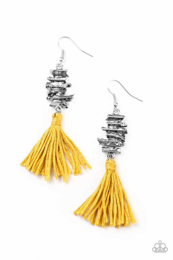 Tiki Tassel - Yellow Earrings