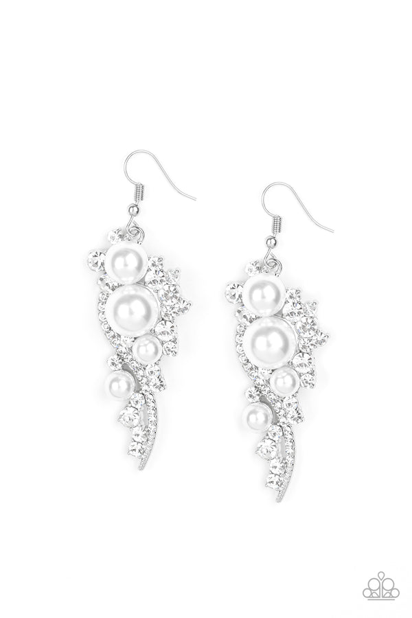 High- End Elegance - White Earrings