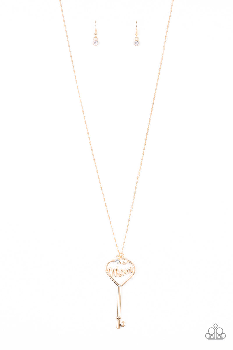 The Key to Moms Heart - Gold Necklace