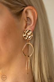 Modern Reflections - Gold Clip-On Earrings