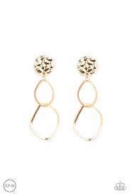 Modern Reflections - Gold Clip-On Earrings