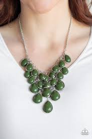 Shop Til You TEARDROP-Green Necklace