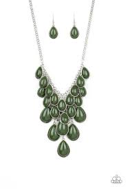 Shop Til You TEARDROP-Green Necklace