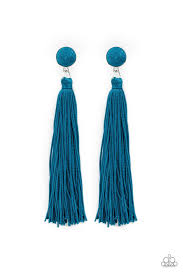 Tightrope Tassel - Blue Earrings